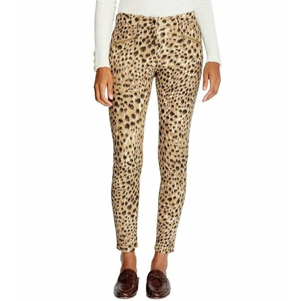 J. McLaughlin Baxter Pants Jeans Leopard Animal Print Size 6 Zip‎ Ankles